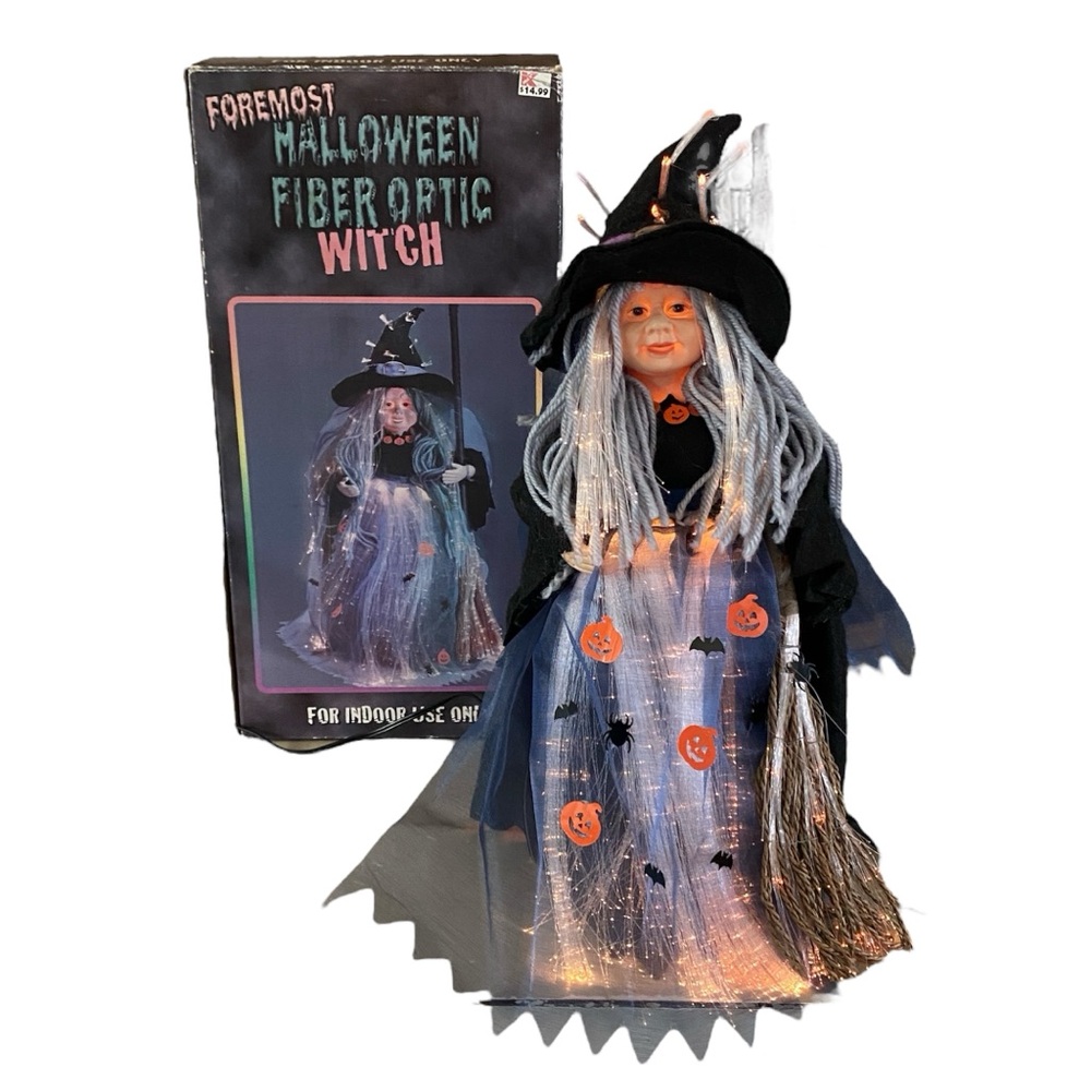 Vintage Foremost Halloween Fiber Optic Witch Table Decoration With Box